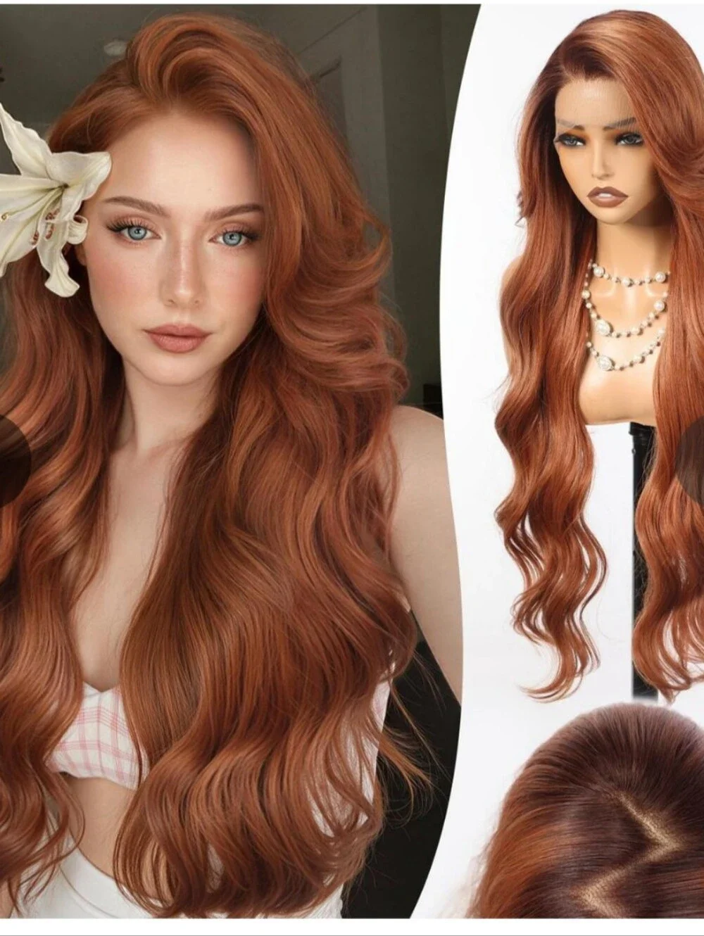 Vibrant Copper Long Wavy Red Auburn Wig - New In Box